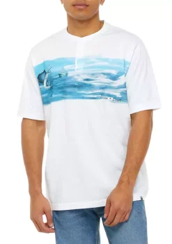 Buy ⭐ Ocean + Coast® Short Sleeve Henley Graphic T-Shirt ✔️ -Ocean & Coast Sales Store Belk 1330