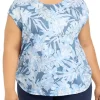 Budget 👏 Ocean + Coast® Plus Size Short Sleeve U-Neck Printed Top 😀 -Ocean & Coast Sales Store Belk 1374