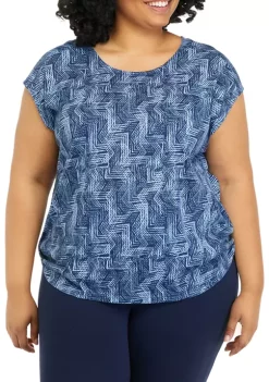 Budget 👏 Ocean + Coast® Plus Size Short Sleeve U-Neck Printed Top 😀 -Ocean & Coast Sales Store Belk 1377