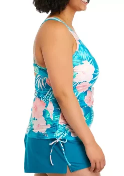 Deals 👍 Ocean + Coast® Plus Size Aloha Adjustable Side Tie Tankini Swim Top 👍 -Ocean & Coast Sales Store Belk 1472