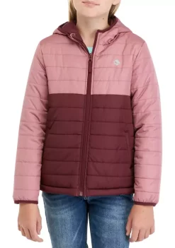 Deals 🛒 Ocean + Coast® 👧 Girls 7-16 Color Block Puffer Jacket 👏