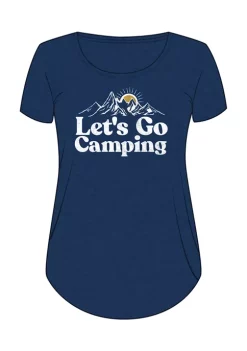 Deals 😍 Ocean & Coast 👩 Women's Let's Go Camping Snow Heather Short Sleeve Graphic T-Shirt ✨