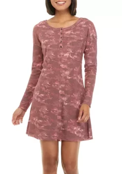 Wholesale 💯 Ocean + Coast® 👩 Women's Long Sleeve Waffle Knit Printed 👗 Dress 👍 -Ocean & Coast Sales Store Belk 1670