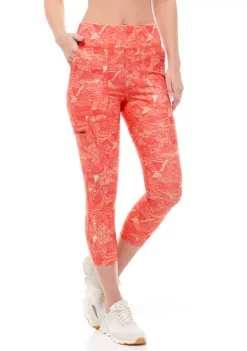 Cheapest ⌛ Ocean + Coast® 👩 Women's Printed Cargo Capri Leggings 🤩