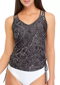 New 🌟 Ocean + Coast® Retro Tropical Adjustable Side Tie Tankini Swim Top 🌟 -Ocean & Coast Sales Store Belk 1735