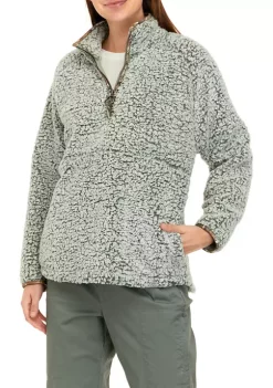 Promo 😀 Ocean + Coast® 👩 Women's Dark Olive Sherpa Pullover Jacket 💯 -Ocean & Coast Sales Store Belk 176