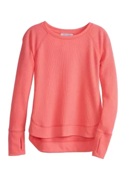 Wholesale ❤️ Ocean + Coast® 👧 Girls 4-6x Long Sleeve Round Hem Waffle Knit T-Shirt 🎁
