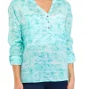 Discount 😉 Ocean + Coast® 👩 Women's Tropical Leaf Print Henley 👕 Shirt ✔️ -Ocean & Coast Sales Store Belk 2113