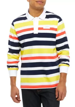 Wholesale ✔️ Ocean + Coast® Long Sleeve Rugby Stripe Polo 👕 Shirt 🤩