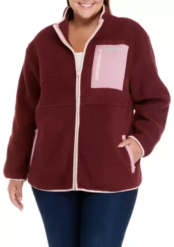 Promo ✔️ Ocean + Coast® Plus Size Sherpa Full Zip Jacket 🤩 -Ocean & Coast Sales Store Belk 535