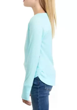 Deals 🎉 Ocean + Coast® 👧 Girls 7-16 Long Sleeve Round Hem Waffle Knit T-Shirt 😉 -Ocean & Coast Sales Store Belk 562