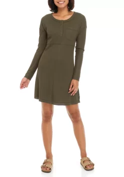 Outlet 🥰 Ocean + Coast® 👩 Women's Long Sleeve Waffle 👗 Dress ✨