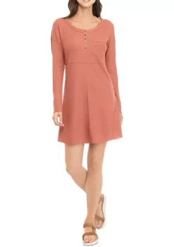 Outlet 🥰 Ocean + Coast® 👩 Women's Long Sleeve Waffle 👗 Dress ✨ -Ocean & Coast Sales Store Belk 843