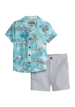 Discount 🌟 Ocean + Coast® Baby Boys Camp 👕 Shirt and Shorts Set 😉