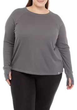 Coupon 🔥 Ocean + Coast® Plus Size Long Sleeve Waffle Knit 👕 Shirt 🛒